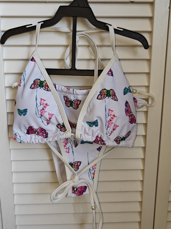 Amazon Other - Amazon White Butterfly Print Bikini Set Women's Size M